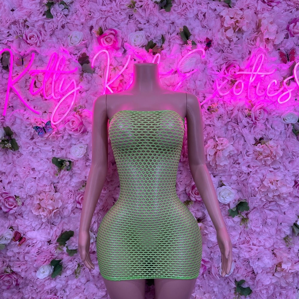 xotic Dancewear Dress Green Fishnet